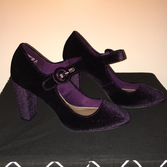 Christian Siriano Shoes - Purple Velvet “Marley” Block Heels.